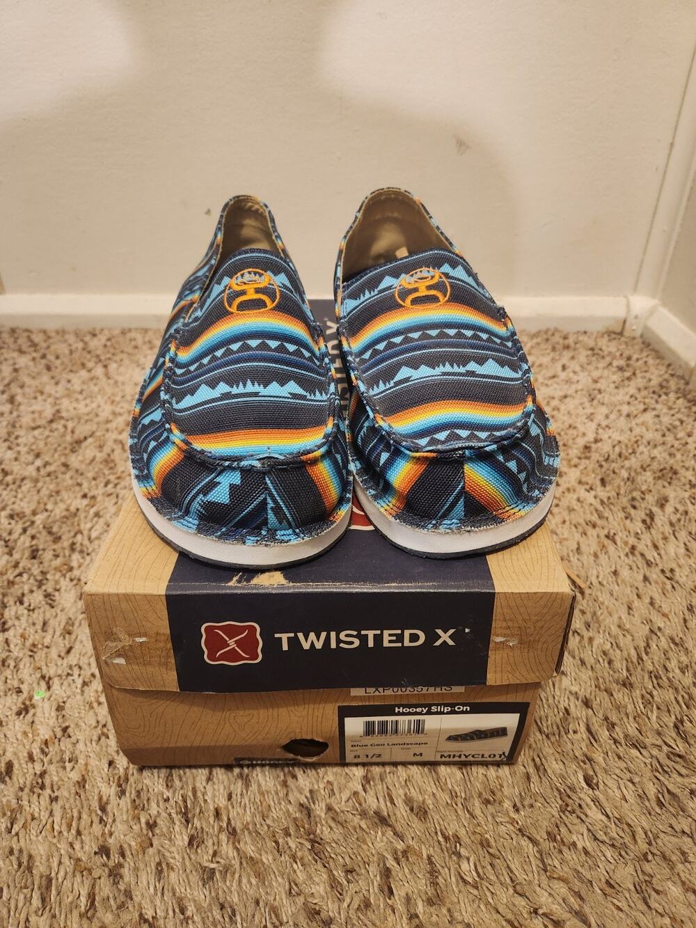 Men's Hooey Blue Geometric Men’s Slip-on Grey Multi Size 8 1/2